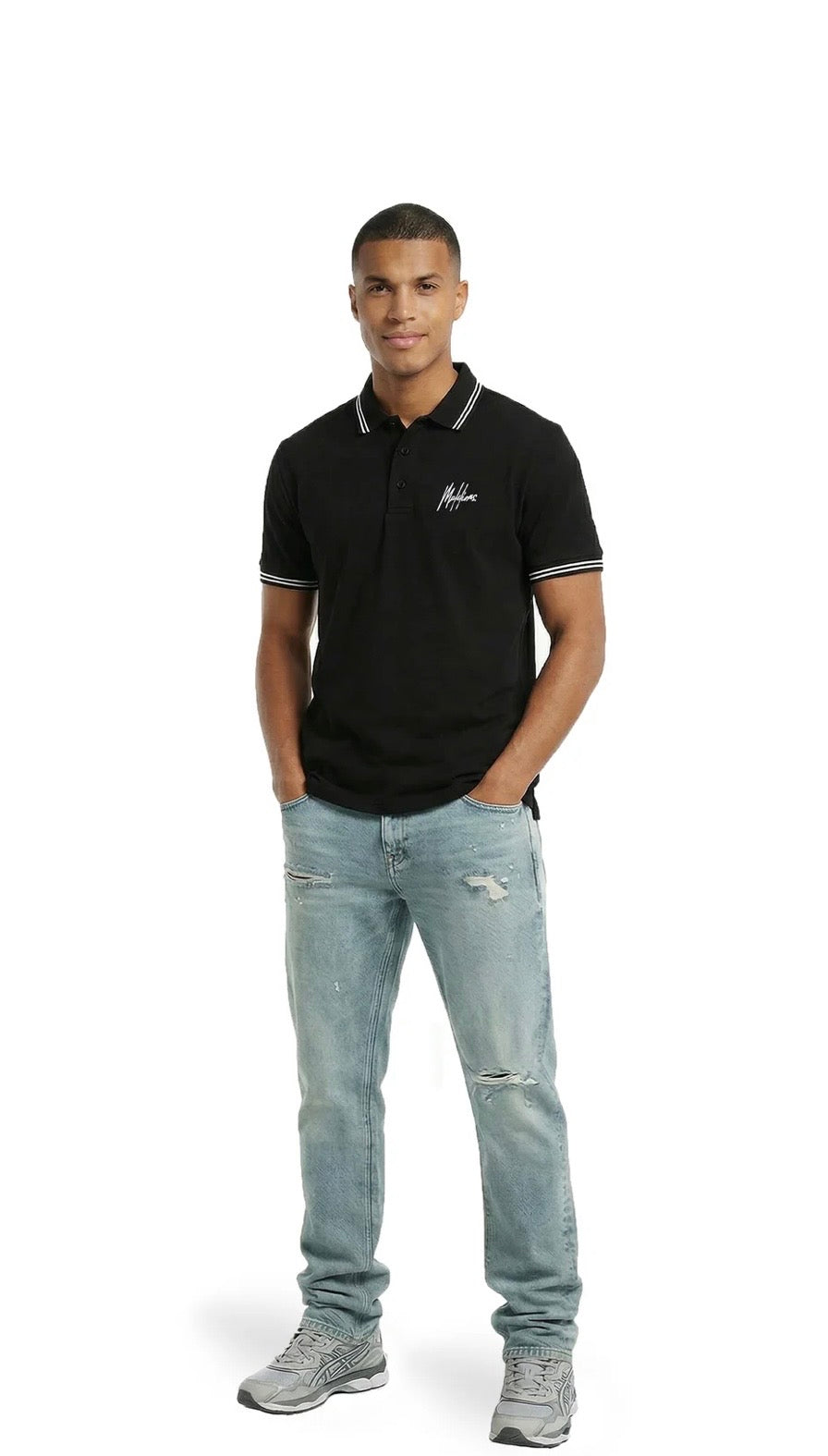 Malelions Men Formal Polo | White| Black