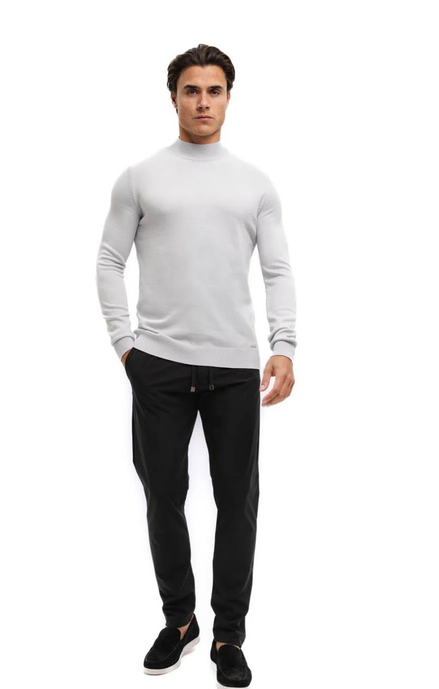 Malelions Men Knitted Mockneck Sweater | Ocean Grey