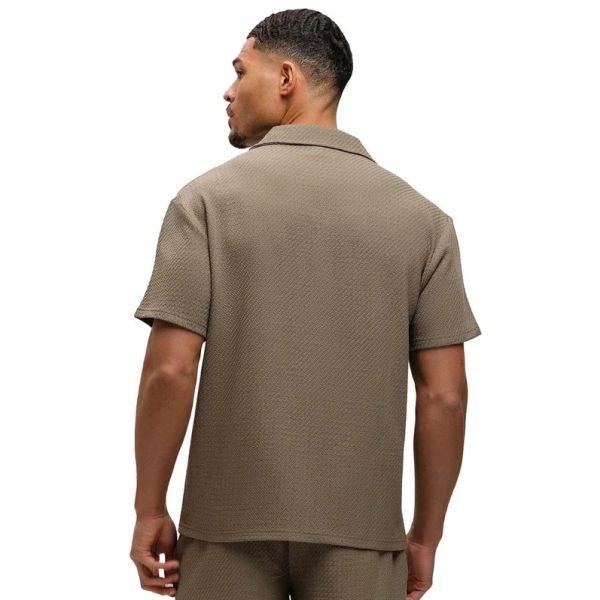 Malelions Men Diagonal Seersucker Shirt | Dark Sage
