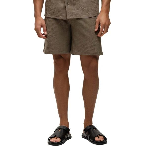 Malelions Men Diagonal Seersucker Shorts Dark Sage