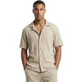 Malelions Men Ribbed Camp Collar Shirt | Light Taupe