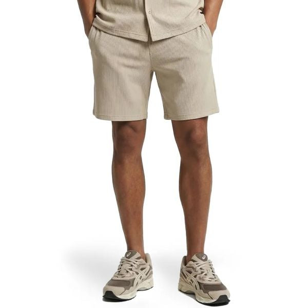 Malelions Men Ribbed Shorts | Light Taupe