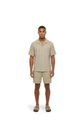 Malelions Men Emblem Seersucker Ribbed Set Light Taupe