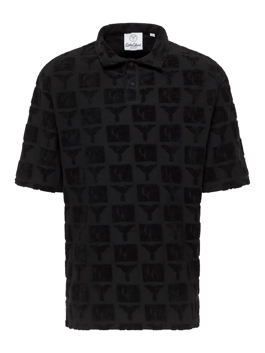 Carlo Colucci Oversize polo shirt with terry cloth Black