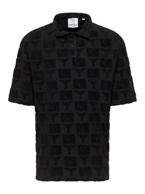 Carlo Colucci Oversize polo shirt with terry cloth Black