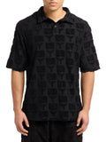 Carlo Colucci Oversize polo shirt with terry cloth Black