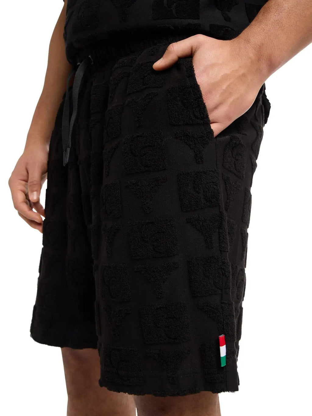 Carlo Colucci Oversize short with terry cloth Black